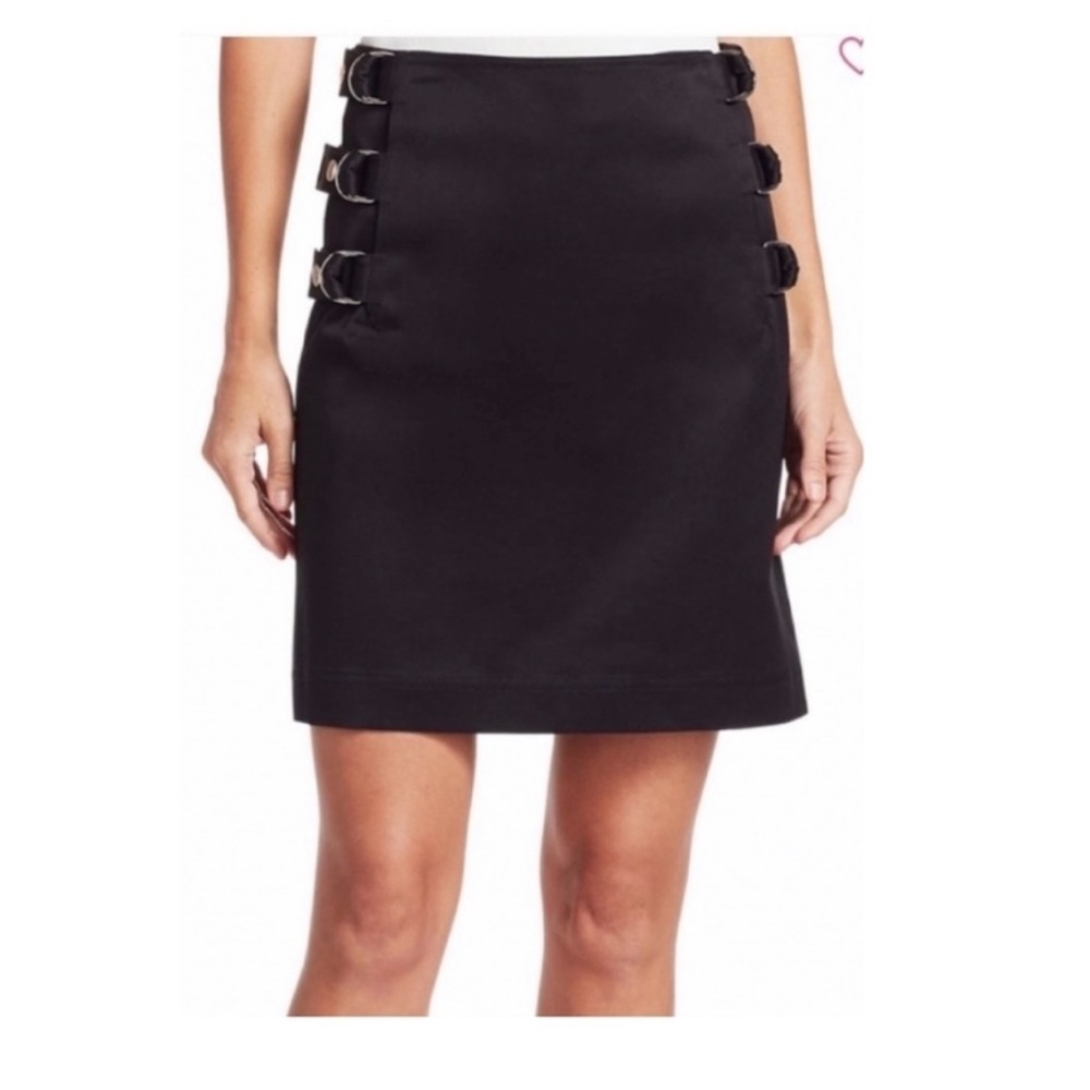 Helmut Lang Buckled A Line Skirt in Black.